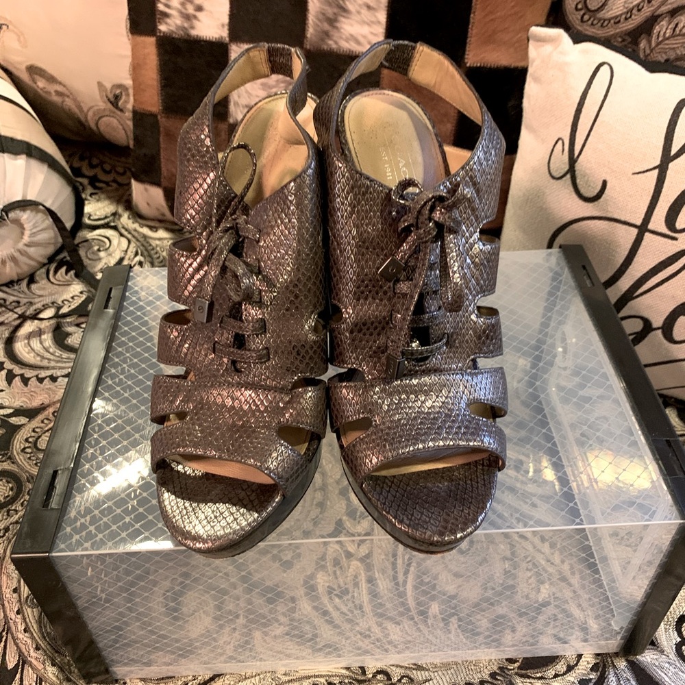 COACH “Maureen” platform lace-up stacked heels